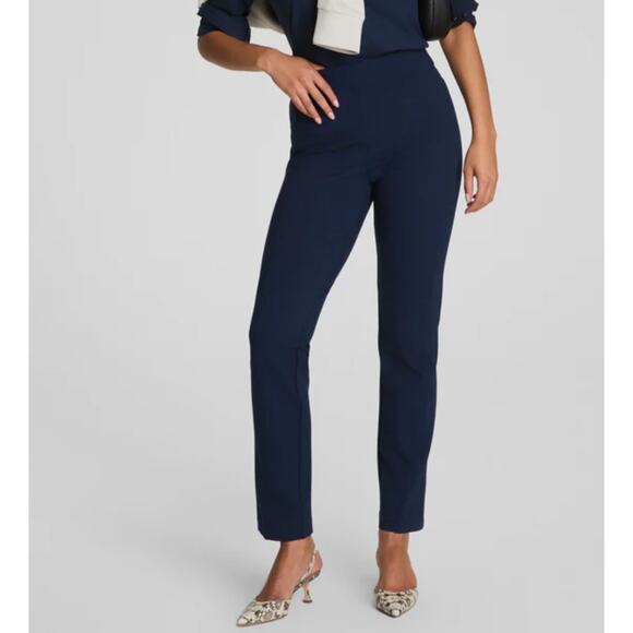 SPANX Pants - Spanx Supersmooth PerfectFit Ponte Slim Straight Pants Blue Hi Rise Office Sz M